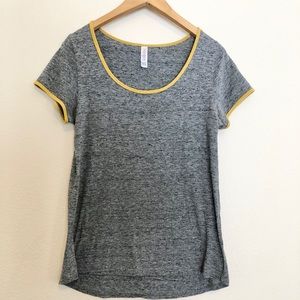 LulaRoe Heather led Grey & Mustard Top